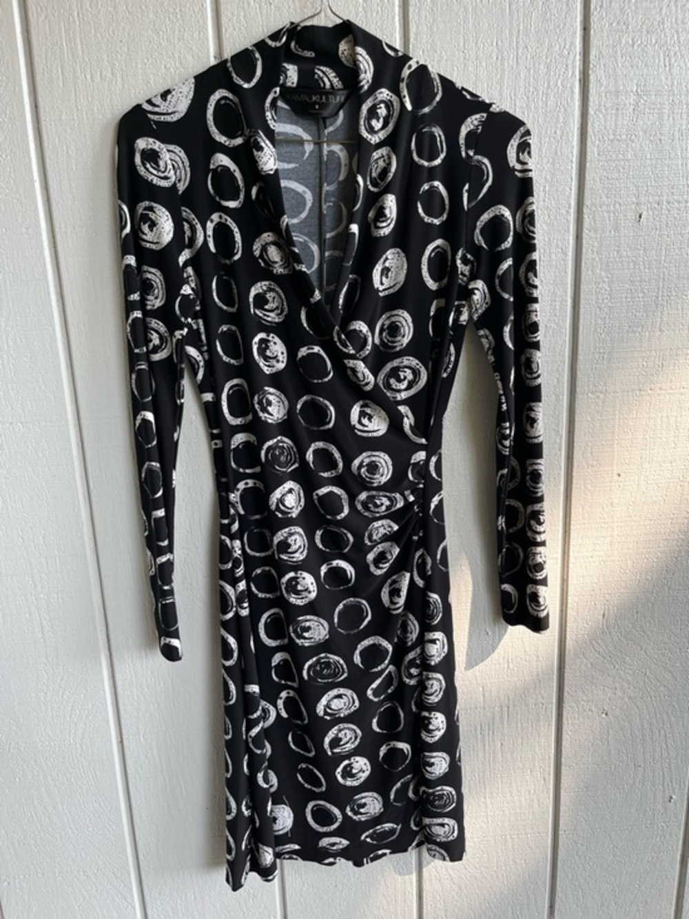 Norma Kamali Kamalikulture Wrap Dress Bottle Bottoms Print Black & White Size S